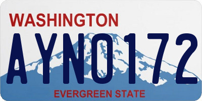 WA license plate AYN0172