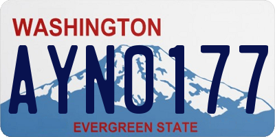 WA license plate AYN0177