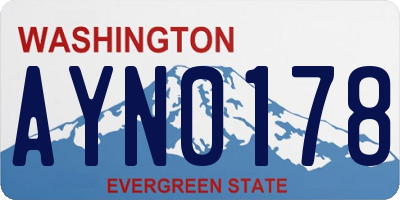 WA license plate AYN0178