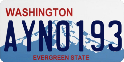 WA license plate AYN0193