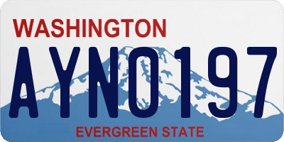 WA license plate AYN0197