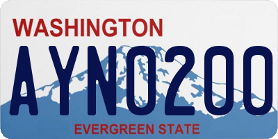 WA license plate AYN0200
