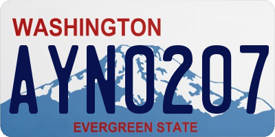 WA license plate AYN0207