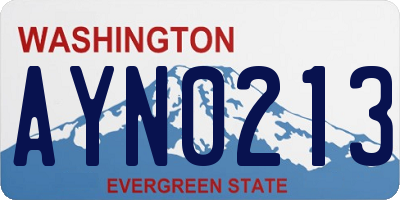 WA license plate AYN0213