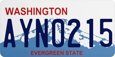 WA license plate AYN0215