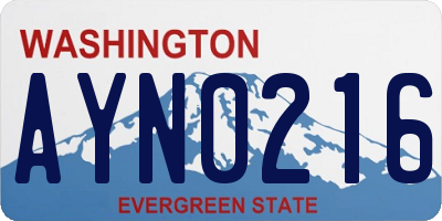 WA license plate AYN0216