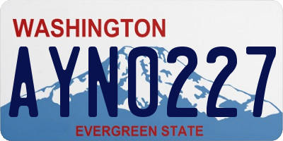 WA license plate AYN0227