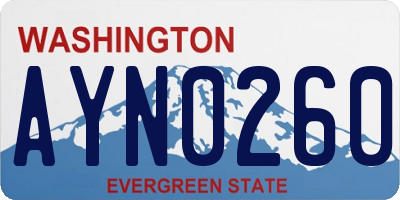 WA license plate AYN0260
