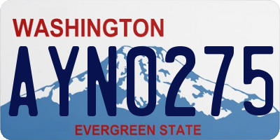 WA license plate AYN0275