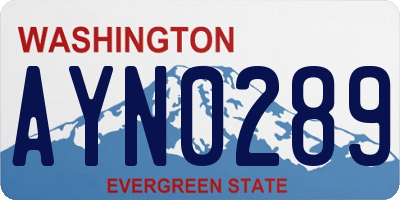 WA license plate AYN0289