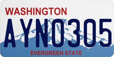WA license plate AYN0305