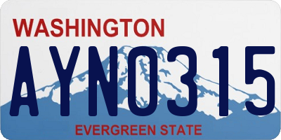 WA license plate AYN0315