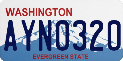 WA license plate AYN0320