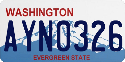 WA license plate AYN0326