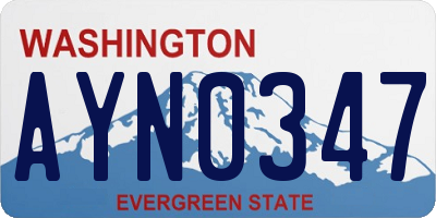 WA license plate AYN0347