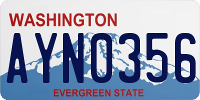 WA license plate AYN0356