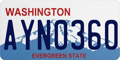 WA license plate AYN0360