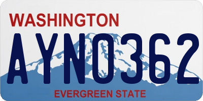 WA license plate AYN0362
