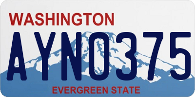 WA license plate AYN0375