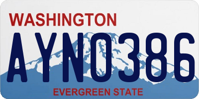 WA license plate AYN0386