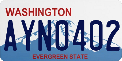 WA license plate AYN0402