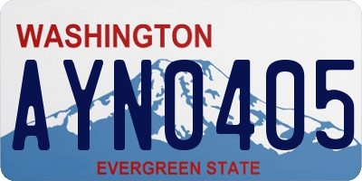 WA license plate AYN0405