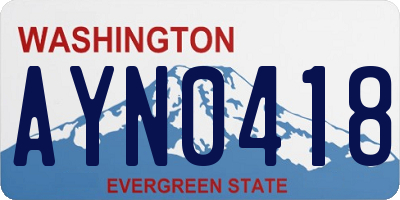WA license plate AYN0418