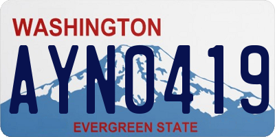 WA license plate AYN0419