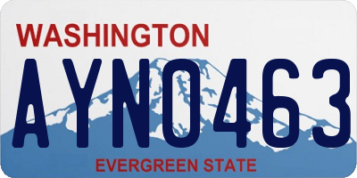WA license plate AYN0463