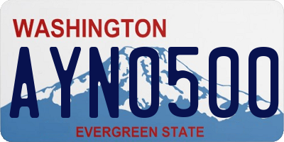 WA license plate AYN0500