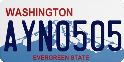 WA license plate AYN0505