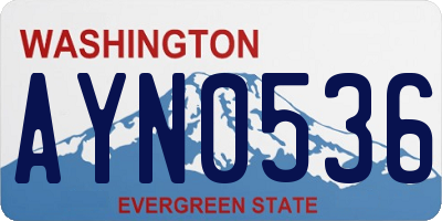 WA license plate AYN0536