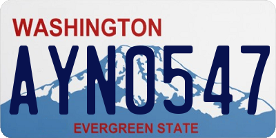WA license plate AYN0547