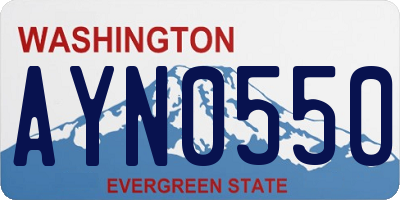 WA license plate AYN0550