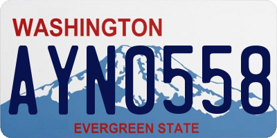 WA license plate AYN0558
