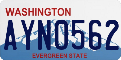 WA license plate AYN0562