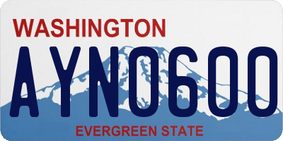 WA license plate AYN0600