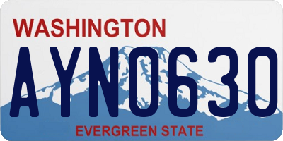 WA license plate AYN0630