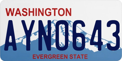 WA license plate AYN0643