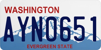 WA license plate AYN0651