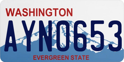 WA license plate AYN0653