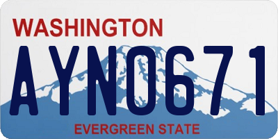 WA license plate AYN0671