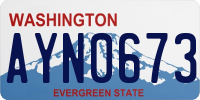 WA license plate AYN0673