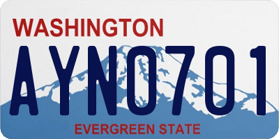 WA license plate AYN0701