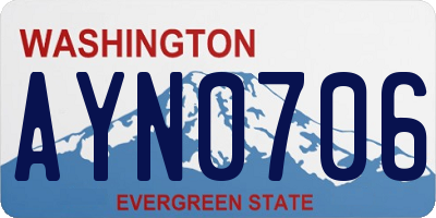 WA license plate AYN0706