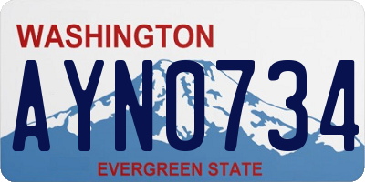 WA license plate AYN0734