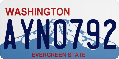WA license plate AYN0792