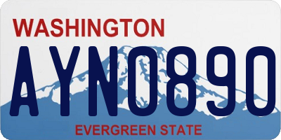 WA license plate AYN0890
