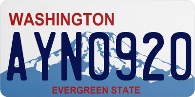 WA license plate AYN0920