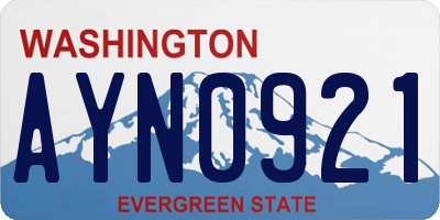 WA license plate AYN0921